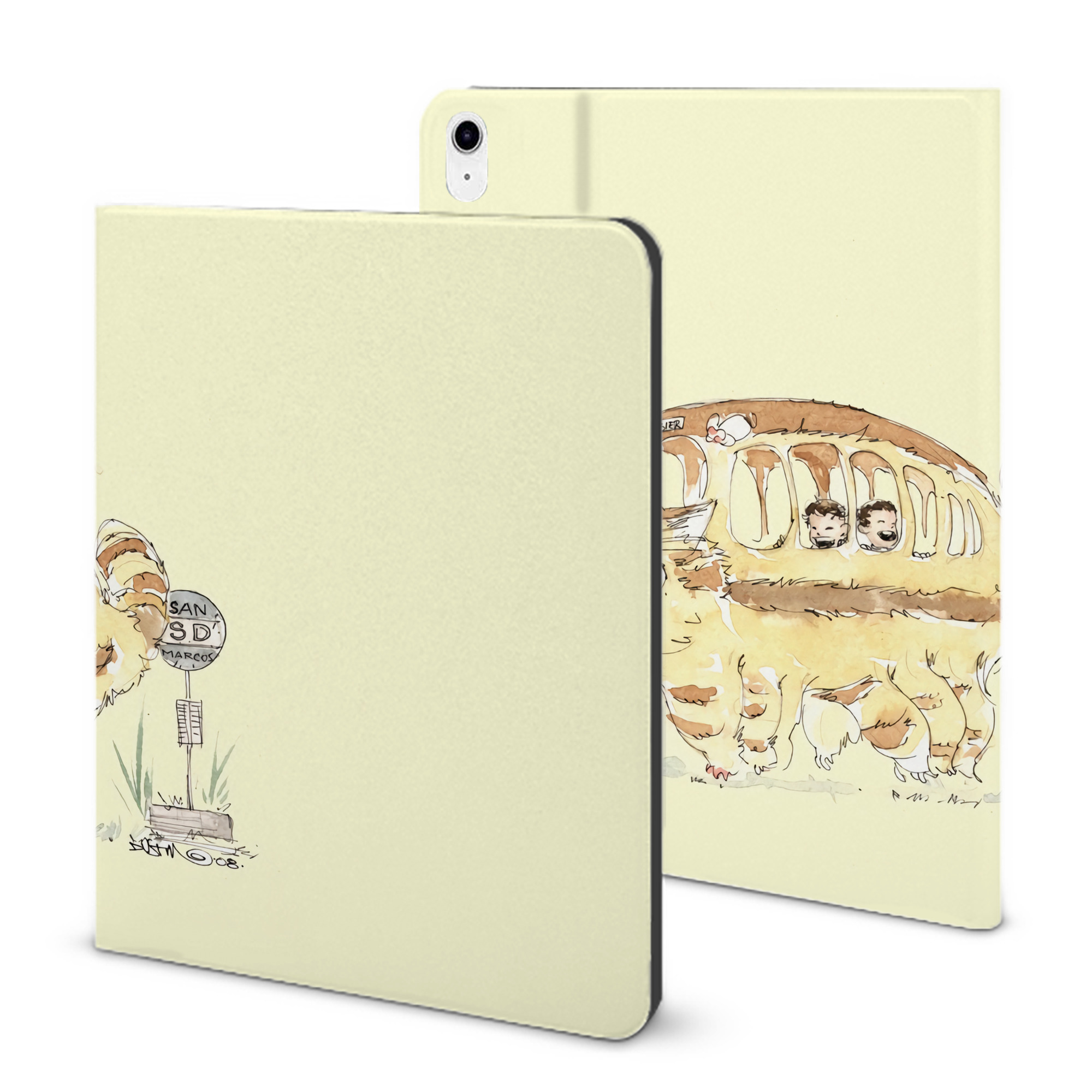 （画像用） となりのトトロ 草壁メイ 草壁サツキ My Neighbor Totoro Satsuki Kusakabe Mei Kusakabe IPad ケース ブック型 PUレザー TPU 耐衝撃 軽量 薄型 ペン収納なし 全面保護 IPad 各モデル対応